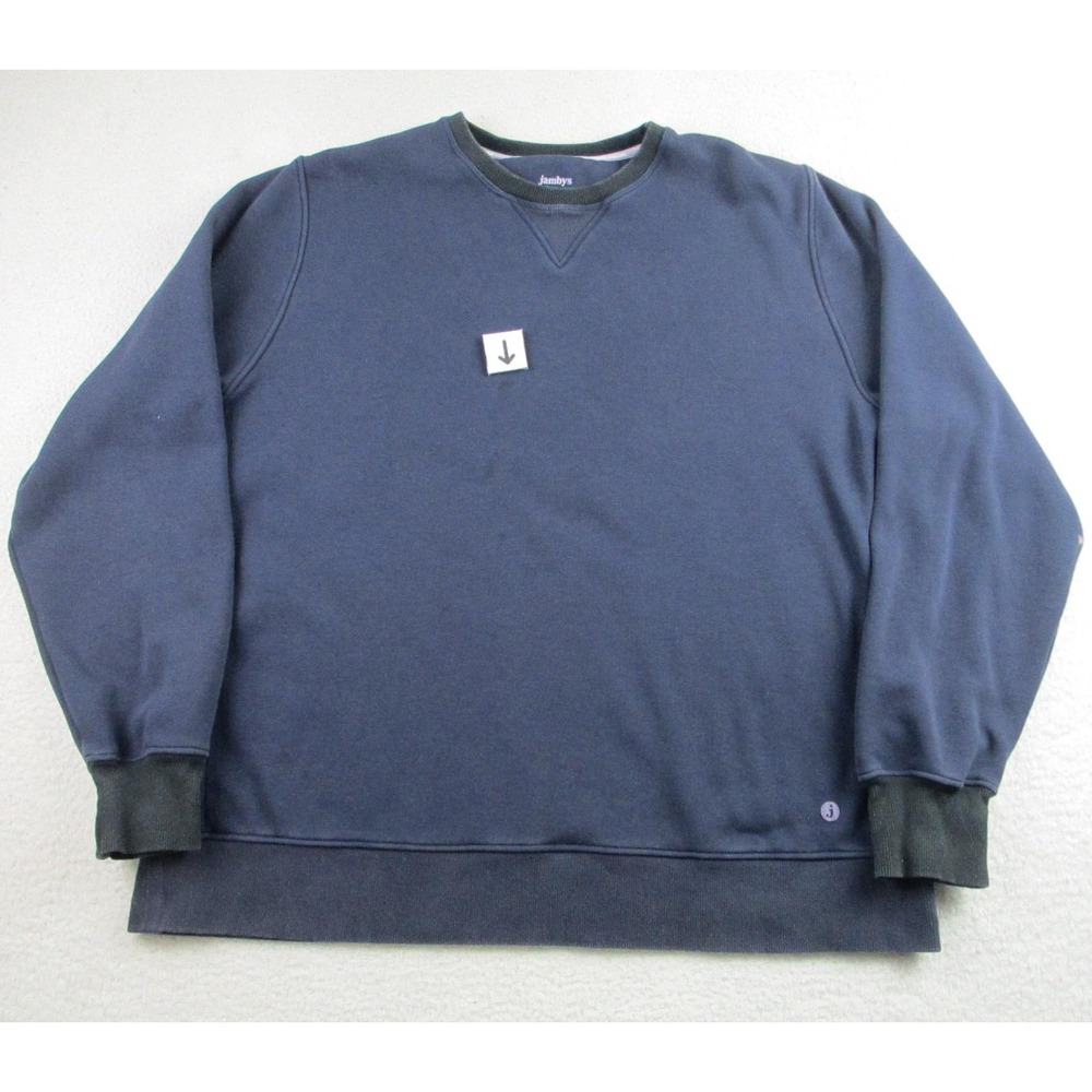 Jambys Sweatshirt‎ Mens XL Navy Crewneck Contrast Green Cuffs Pullover